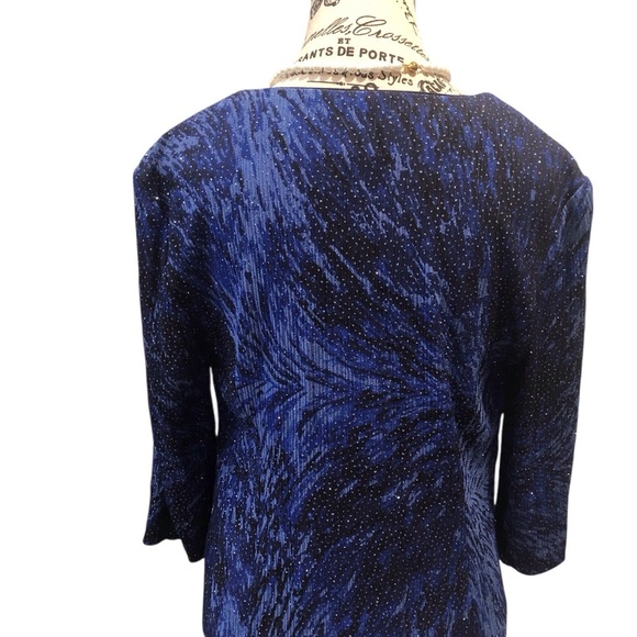 VTG Alex Evenings Large Petite Elegant Blue Women's Shimmer Embellished Jacket - Picture 2 of 4